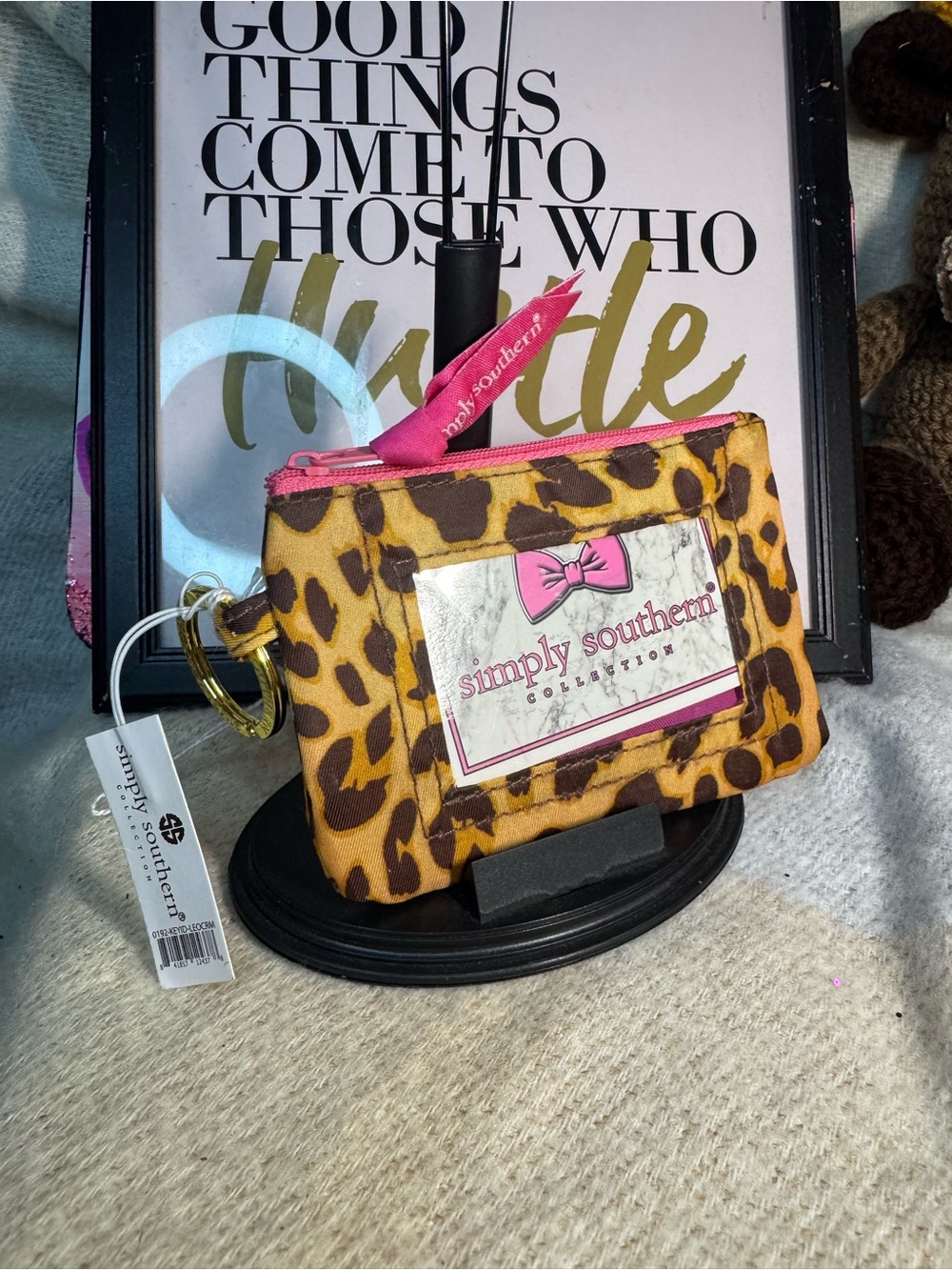 Simply Southern Leopard Print Cardholder with Pink Trim